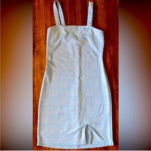 Baby blue and white Gingham Print Mini Dress